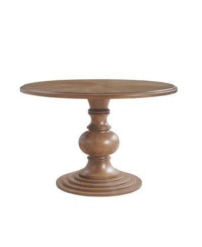 Madison Park Lexi 48" Round Wood Pedestal Dining Table In Brown