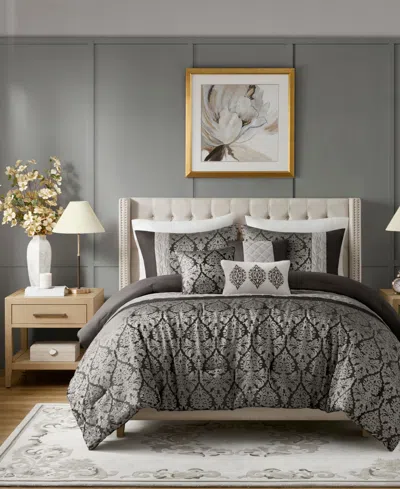 Madison Park Lily Jacquard 6-pc. Comforter Set, Full/queen In Black