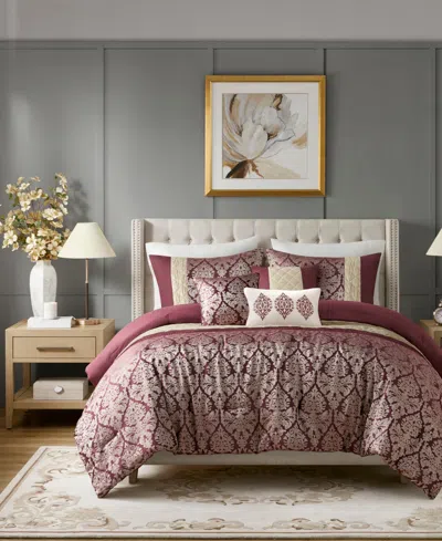 Madison Park Lily Jacquard 6-pc. Comforter Set, Full/queen In Plum