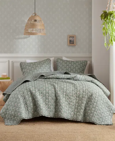 Madison Park Linwood Ruffle Printed 3-pc. Quilt Set, Queen In Green