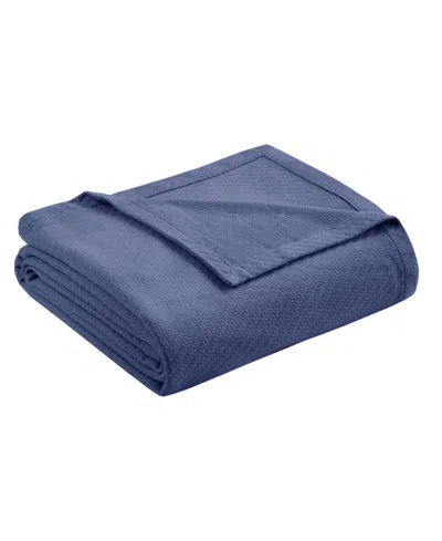 Madison Park Liquid Cotton Blanket, Full/queen In Navy
