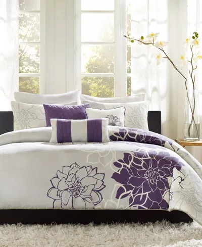 Madison Park Lola 6-pc. Duvet Cover Set, Full/queen In Taupe Grey,purple