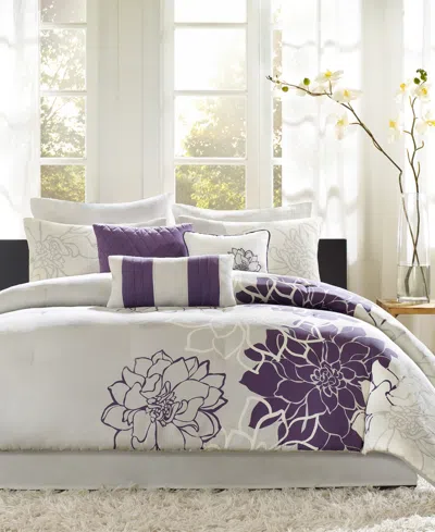 Madison Park Lola 7-pc. Comforter Set, California King In Taupe Grey,purple