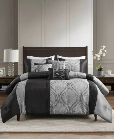 Madison Park Lori Jacquard 6-pc. Comforter Set, King/california King In Black,silver