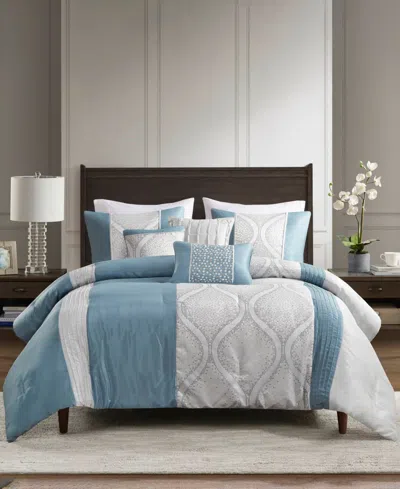 Madison Park Lori Jacquard 6-pc. Comforter Set, King/california King In Teal,silver