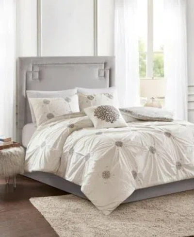 Madison Park Malia Embroidered Cotton Reversible Duvet Cover Sets In White