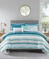 Madison Park Marina Printed Seersucker 8-pc. Comforter And Coverlet Set, Full/queen In Aqua