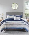 Madison Park Marina Printed Seersucker 8-pc. Comforter And Coverlet Set, King/california King In Blue