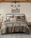 Madison Park Mariposa Stripe Herringbone Comforter Set In Brown