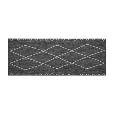 Madison Park Maya Moroccan 2'7"x6'10" Flatweave Skid Resistant Indoor Outdoor Rectangular Runner In Gray