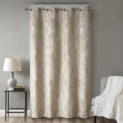 Madison Park Mirage Damask Total Blackout Thermal Grommet Single Curtain Panel In Champagne