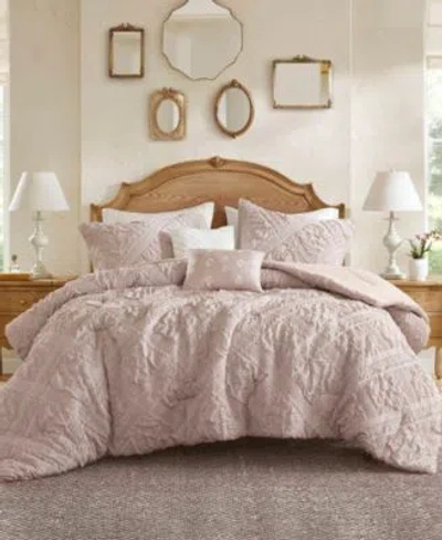 Madison Park Mona Sculpted Jacquard Comforter Sets In Pink