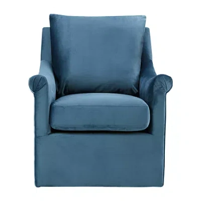 Madison Park Morton Upholstered Swivel Armchair In Blue