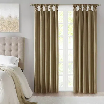 Madison Park Natalie Tab Top 100% Blackout Single Curtain Panel In Brown