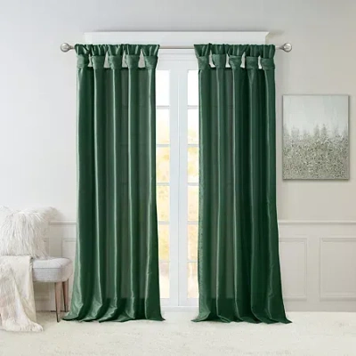 Madison Park Natalie Twisted Tab Tab Top Light-filtering Single Curtain Panel In Green