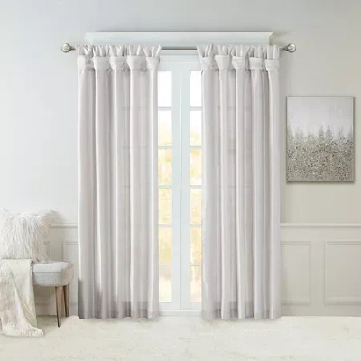 Madison Park Natalie Twisted Tab Tab Top Light-filtering Single Curtain Panel In White