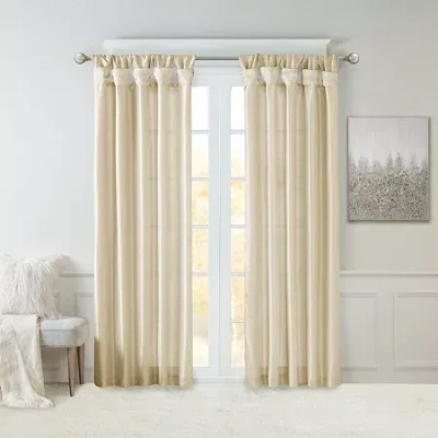 Madison Park Natalie Twisted Tab Tab Top Light-filtering Single Curtain Panel In Neutral
