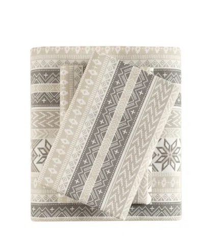 Madison Park Novelty Printed Cotton Flannel 3-pc. Sheet Set, Twin In Brown