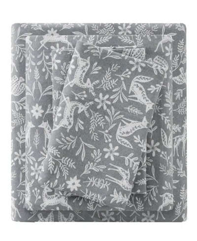 Madison Park Novelty Printed Cotton Flannel 3-pc. Sheet Set, Twin Xl In Winter Fauna