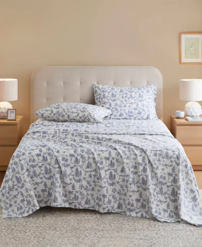 Madison Park Novelty Printed Cotton Flannel 4-pc. Sheet Set, California King In Purple