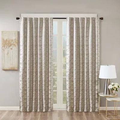 Madison Park Odessa Jacquard Rod Pocket Back Tab Energy Saving 100% Blackout Single Curtain Panel In Neutral
