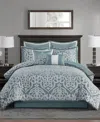 Madison Park Odette Jacquard 8-pc. Comforter Set, Queen In Aqua