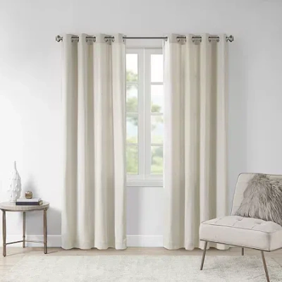 Madison Park Oslow Grommet Top Light-filtering Single Curtain Panel In White