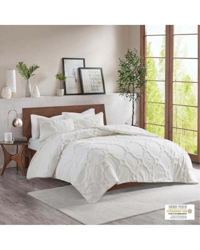 Madison Park Pacey Tufted Cotton Chenille Geometric Comforter Set In White