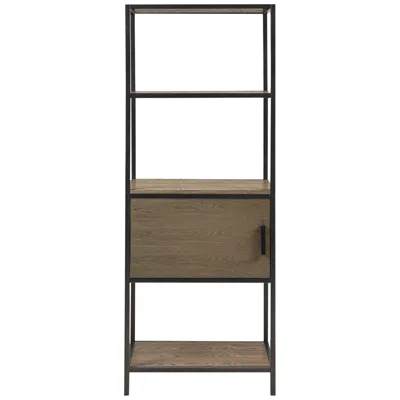 Madison Park Pagosa 24"w Gray Wood 3-shelf Bookcase With Storage Cabinet In Brown