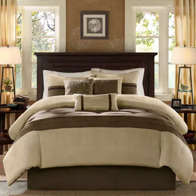 Madison Park Palmer Natural Pieced Faux Suede Full 7-piece Comforter Set