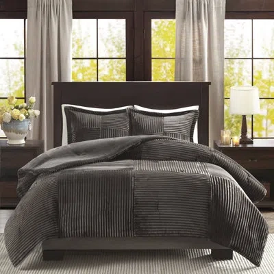 Madison Park Parker Wheat Ridge Plush Down Alternative Comforter Set In Gray