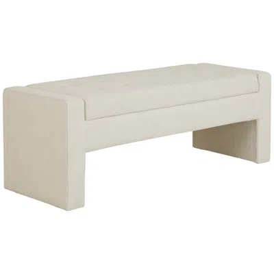 Madison Park Payden 43 1/2" Wide Cream Fabric Tufted Storage Bench