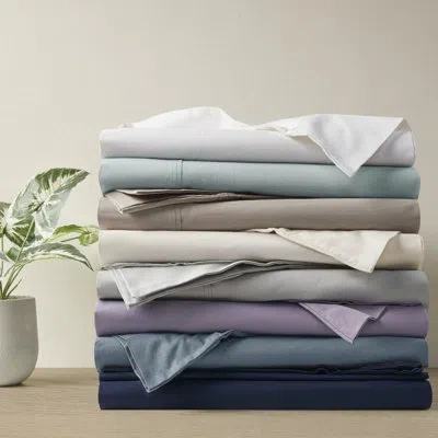 Madison Park Peached Percale 200 Thread Count Relaxed Cotton Percale Sheet Set In Gray