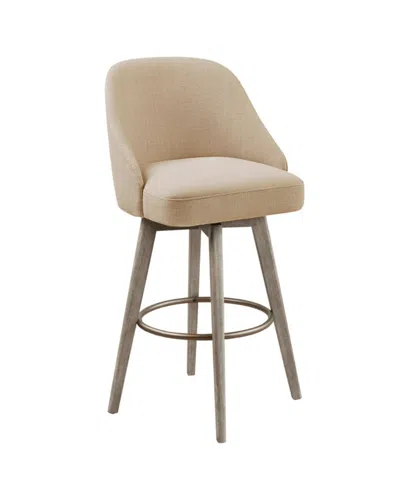 Madison Park Pearce 20" Upholstered Swivel Bar Stool In Brown