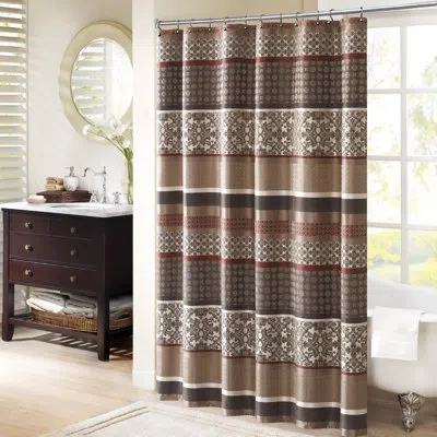 Madison Park Princeton Jacquard Single Shower Curtain In Red