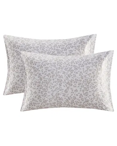 Madison Park Printed Satin Luxury Pillowcase Set In Gray