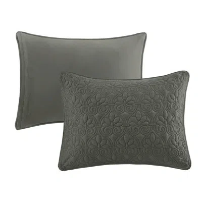 Madison Park Quebec 3 Piece Split Corner Pleated Quilted Bedspread In Gray