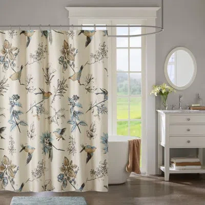 Madison Park Quincy Khaki 100% Cotton Single 72x72'' Shower Curtain In Multi