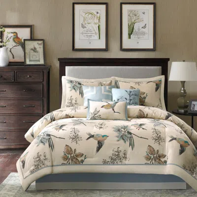 Madison Park Quincy Khaki Print Cotton Twill Queen 7-piece Comforter Set