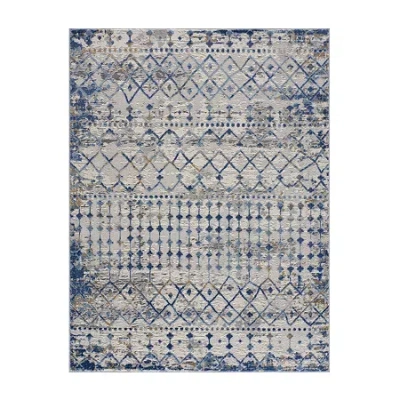 Madison Park Reese Soft Textural Waves Machine Woven Skid Resistant Indoor Rectangular Area Rug In Blue