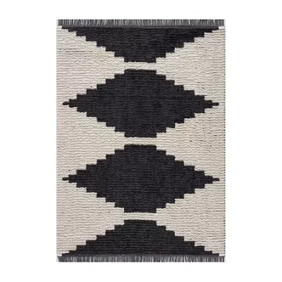 Madison Park Renae Plush Geometric Machine Woven Skid Resistant Indoor Rectangular Area Rug In Black