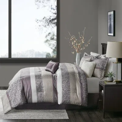 Madison Park Rhapsody 7 Piece Jacquard Comforter Set In Purple