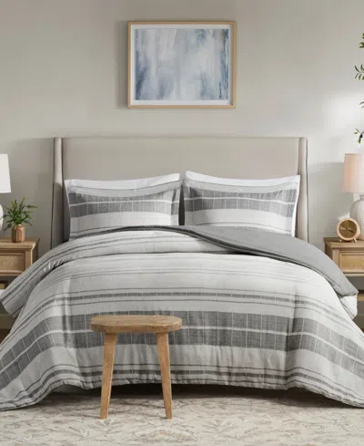 Madison Park Rhodes Stripe 3-pc. Duvet Cover Set, King/california King In Grey,multi