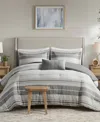 Madison Park Rhodes Stripe 4-pc. Comforter Set, King/california King In Grey,multi