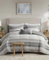 Madison Park Rhodes Stripe Comforter Sets In Grey,multi