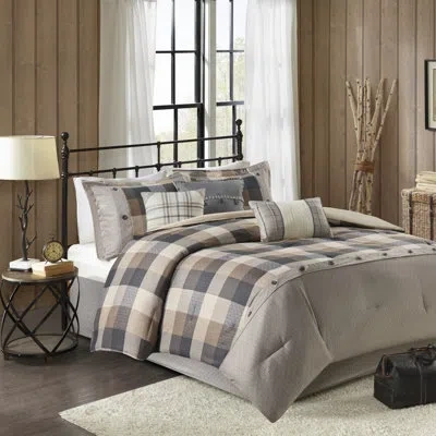 Madison Park Ridge 7 Piece Herringbone Comforter Set In Netural