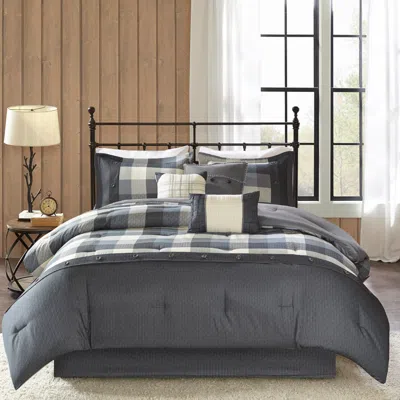 Madison Park Ridge Gray Plaid Cal King 7-piece Comforter Set