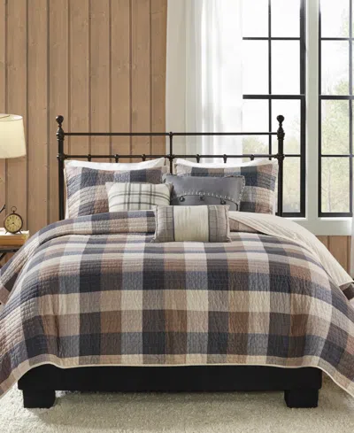 Madison Park Ridge Herringbone 6-pc. Quilt Set, Full/queen In Neutral