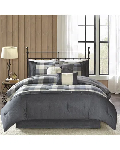 Madison Park Ridge Herringbone Comforter Set In Gray