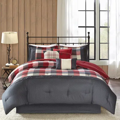 Madison Park Ridge Red Plaid Cal King 7-piece Comforter Set